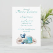 アンダーザシーキンセアニェラパーティーティール(緑がかった色)シーシェル 招待状 (スタンド正面)