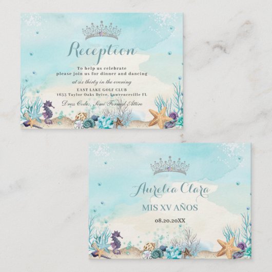 アンダーザシーキンセニェラSweet sixteen披露宴 エンクロージャーカード (正面/裏面)