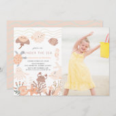 アンダーザシークリーシズピンクガール誕生日 招待状 (正面/裏面)