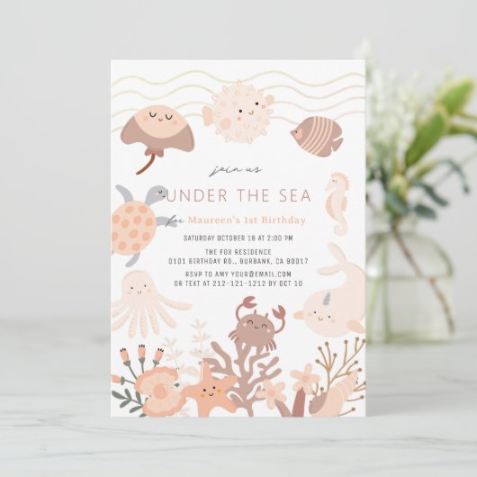 アンダーザシークリーシズピンクガール誕生日 招待状 (スタンド正面)