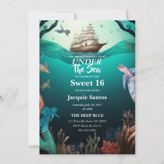 アンダーザシースウィート16招待状 招待状 (正面)