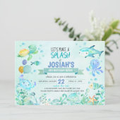 アンダーザシースプラッシュ誕生日ボーイ招待状 招待状 (スタンド正面)
