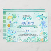 アンダーザシースプラッシュ誕生日ボーイ招待状 招待状 (正面/裏面)