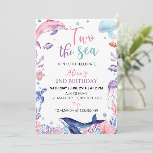 アンダーザシータートルドルフィン誕生日招待状 招待状 (スタンド正面)