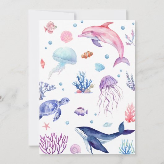 アンダーザシータートルドルフィン誕生日招待状 招待状 (裏面)