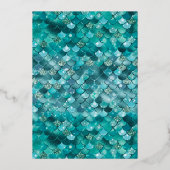 アンダーザシーダークティール(緑がかった色)マーメイドキンセアニェラ金ゴールド 箔招待状 (裏面)