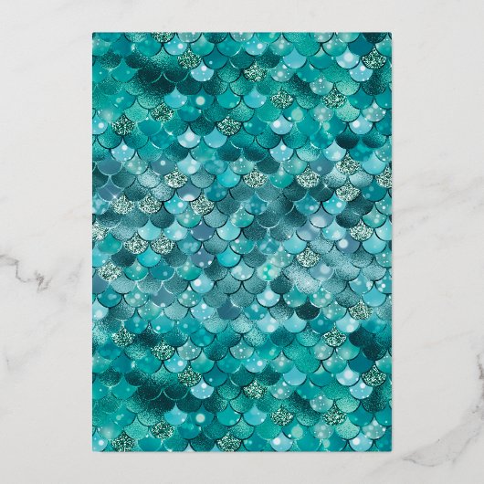 アンダーザシーダークティール（緑がかった色）マーメイドキンセアニェラ金ゴールド 箔招待状 (裏面)