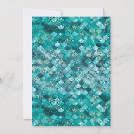 アンダーザシーダークティール(緑がかった色)マーメイド金ゴールドキンセアニェラ 招待状 (裏面)