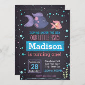 アンダーザシーチャルクボード誕生日招待状 招待状 (正面/裏面)