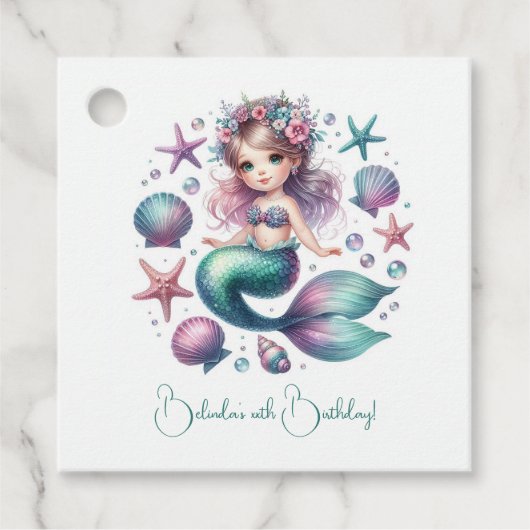 アンダーザシーテーマかわいいマーメイド誕生日 フェイバータグ (正面)