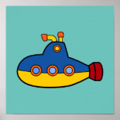 アンダーザシーテーマ潜水艦イラストレーション ポスター (正面)