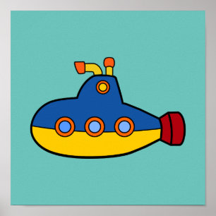 アンダーザシーテーマ潜水艦イラストレーション ポスター