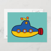 アンダーザシーテーマ潜水艦イラストレーション ポストカード (正面/裏面)