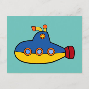 アンダーザシーテーマ潜水艦イラストレーション ポストカード