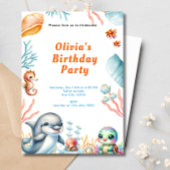 アンダーザシードルフィンタートル子供の誕生日パーティー 招待状