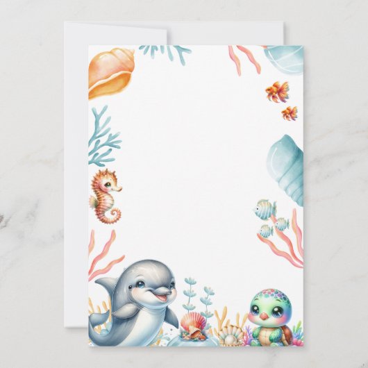 アンダーザシードルフィンタートル子供の誕生日パーティー 招待状 (裏面)