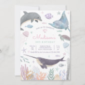 アンダーザシードルフィンナルホールシーライフ誕生日 招待状 (正面)