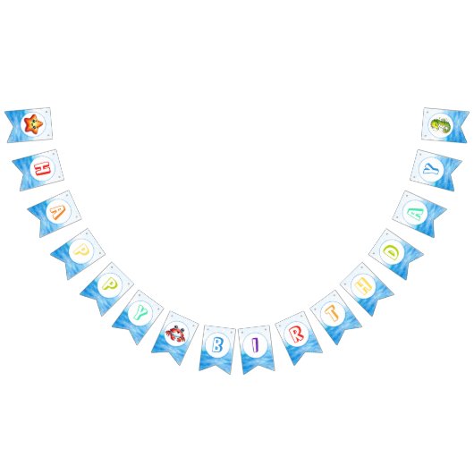 アンダーザシーハッピーバースデーバナ子供へ バンティングフラッグ (全)