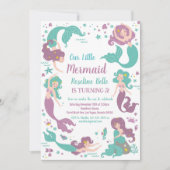 アンダーザシーパーティーマーメイド誕生日 招待状 (正面)