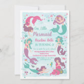 アンダーザシーパーティーマーメイド誕生日 招待状 (正面)