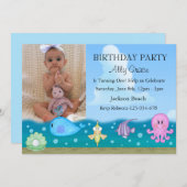 アンダーザシーフォト誕生日招待状 招待状 (正面/裏面)
