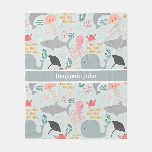 アンダーザシーフレンズパターンフリースブランケット フリースブランケット (正面)