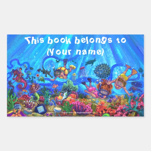 アンダーザシーブックプレート 長方形シール (正面)