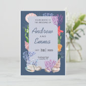 アンダーザシーブルー海モダン結婚式招待状 招待状 (スタンド正面)