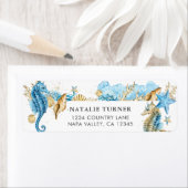 アンダーザシーブルー金ゴールド差出人住所 ラベル (インサイチュ)