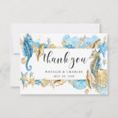 アンダーザシーブルー&金ゴールドサンキューフラットカード サンキューカード (正面)
