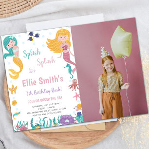 アンダーザシーブロンドマーメイド誕生日招待状 招待状