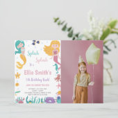 アンダーザシーブロンドマーメイド誕生日招待状 招待状 (スタンド正面)