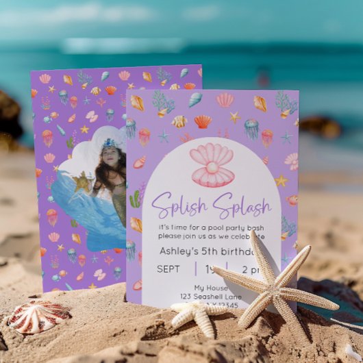 アンダーザシープールパーティー誕生日写真 招待状