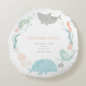 アンダーザシーベビーガールキープサケ子供部屋 ラウンドクッション (正面)