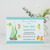 アンダーザシーベビーシャワー招待状海ブルー 招待状 (スタンド正面)