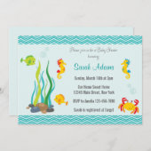 アンダーザシーベビーシャワー招待状海ブルー 招待状 (正面/裏面)