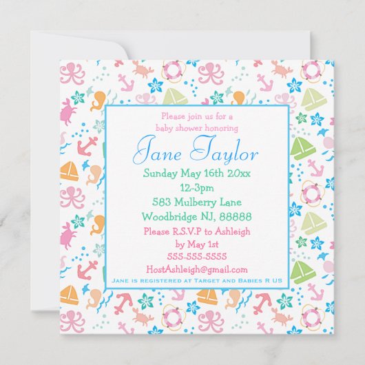 アンダーザシーベビーシャワー招待状 招待状 (正面)