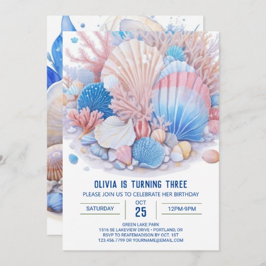 アンダーザシーボーイおもしろい誕生日 招待状 (正面/裏面)