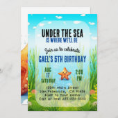 アンダーザシーボーイ子供の誕生日招待状パーティー 招待状 (正面/裏面)