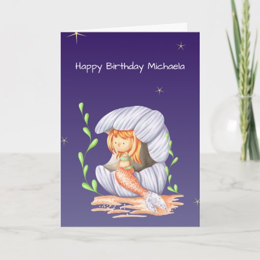 アンダーザシーマーメイドガールハッピーバースデー カード (正面)