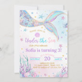 アンダーザシーマーメイドガール誕生日招待状 招待状 (正面)