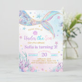 アンダーザシーマーメイドガール誕生日招待状 招待状 (スタンド正面)