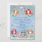 アンダーザシーマーメイドグリッター誕生日 招待状 (正面)