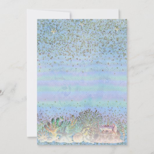 アンダーザシーマーメイドグリッター誕生日 招待状 (裏面)