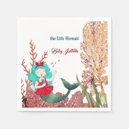 アンダーザシーマーメイドシンギングコーラルリーフ誕生日 スタンダードカクテルナプキン