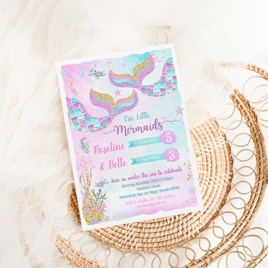 アンダーザシーマーメイドジョイント誕生日招待状 招待状