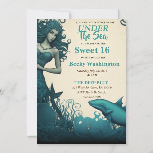 アンダーザシーマーメイドスウィート16招待状 招待状 (正面)