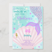 アンダーザシーマーメイドテール誕生日招待状 招待状 (正面)