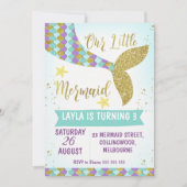 アンダーザシーマーメイドテール誕生日招待状 招待状 (正面)