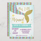 アンダーザシーマーメイドテール誕生日招待状 招待状 (正面/裏面)